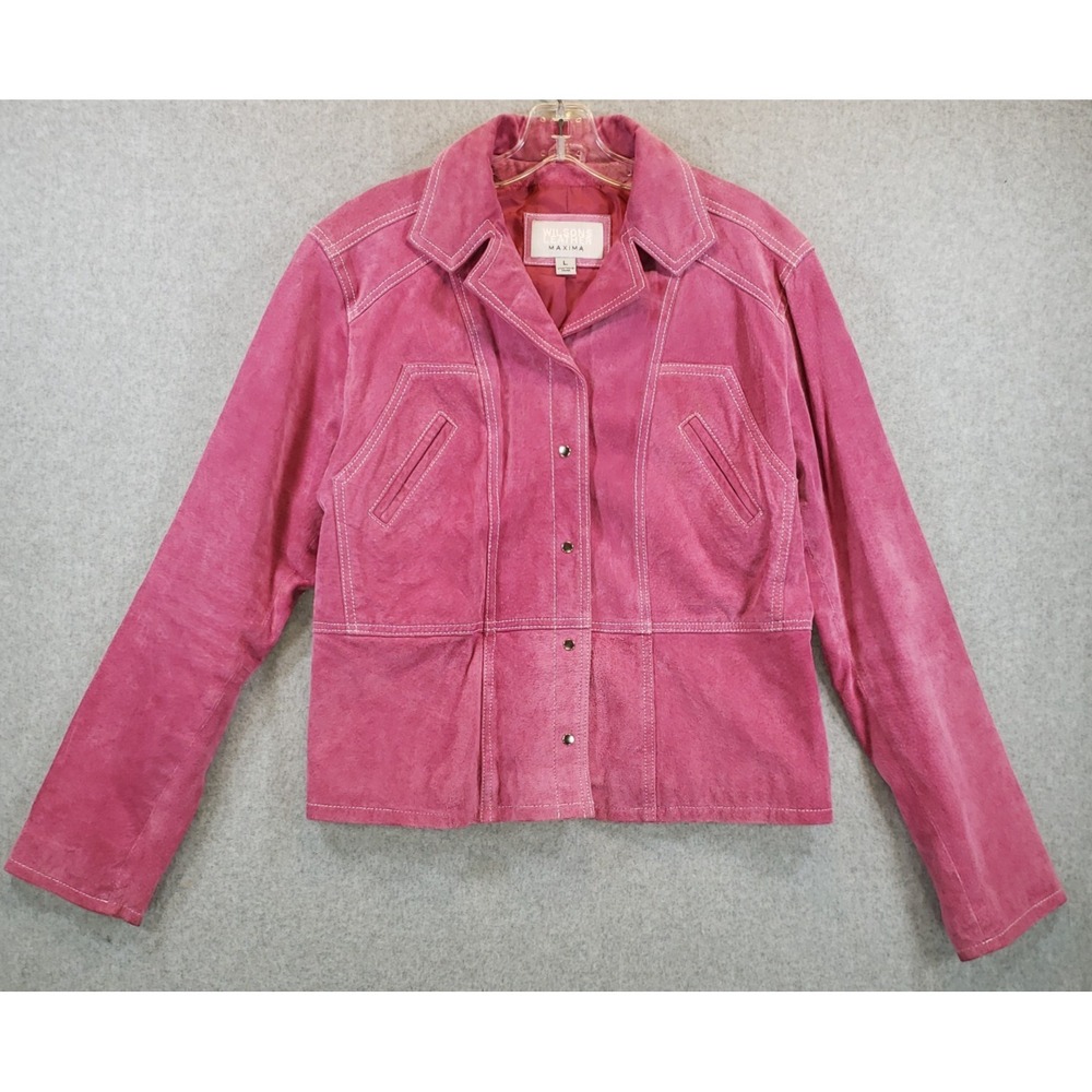 Wilsons Leather Maxima Jacket Womens Hot Pink Size L Western Snap READ